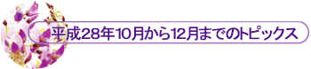 平成28年10月から12月までのトピックス