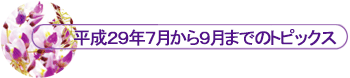 平成29年7月から9月までのトピックス